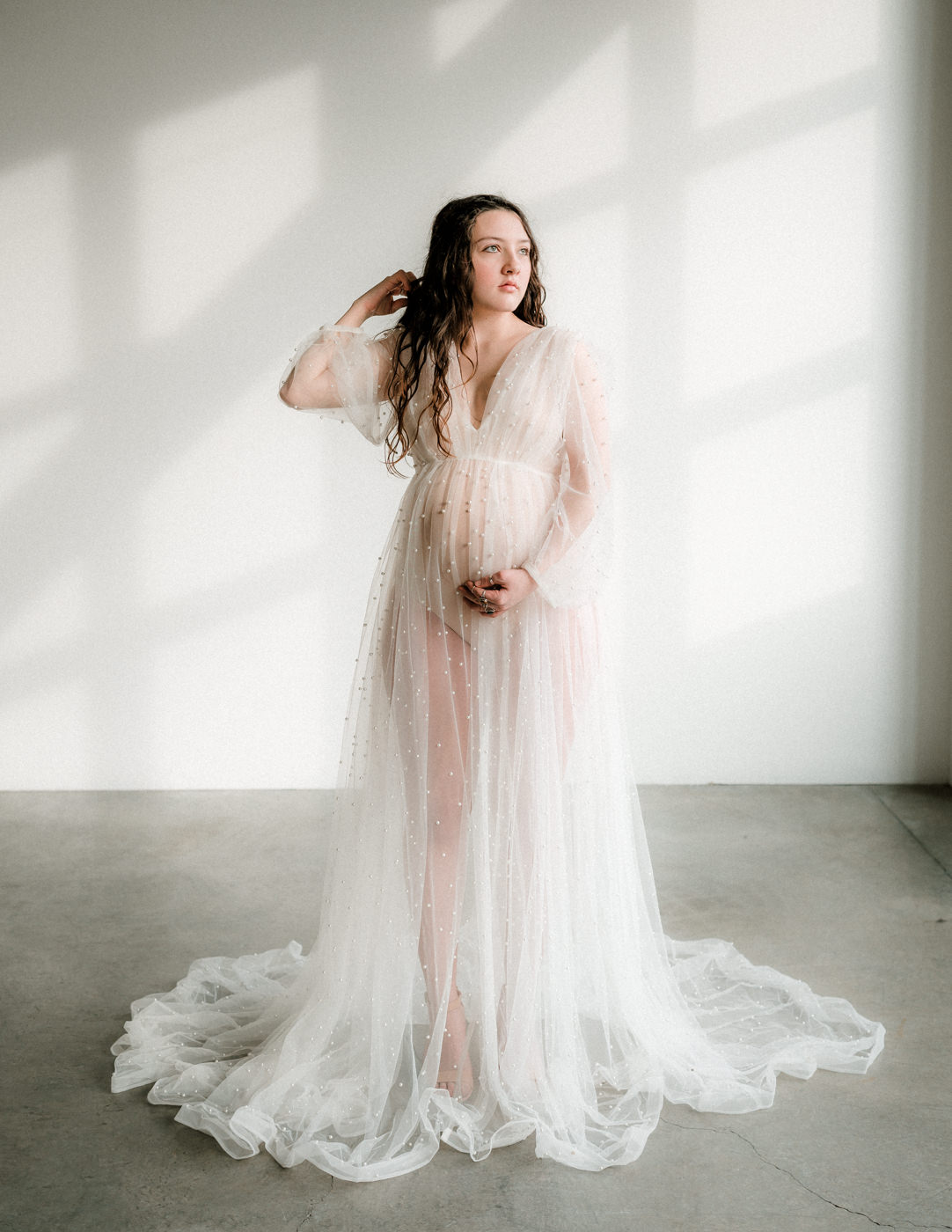 Charlotte pearl and tulle gown for rent for styled shoots by Claire La Faye